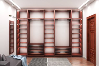 Kabine. Gardırop odası. 3D çizim