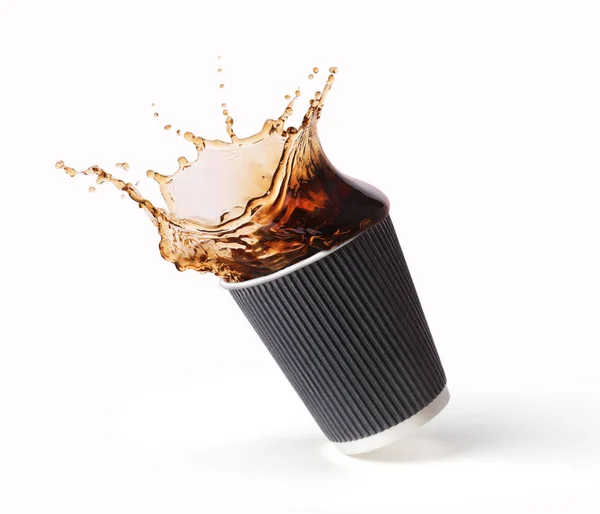 Coffee Splash Paper Cup Isolated — Stock Photo, Image