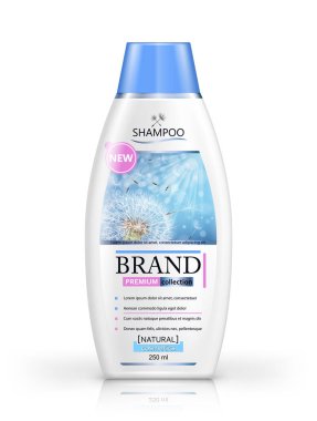 Beyaz arka plan üzerinde izole vektör gerçekçi şampuan şişesi