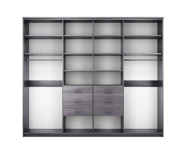 Koyu renkli ahşap, dolap bölme kabine. 3D çizim