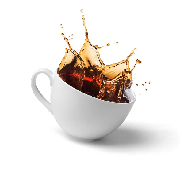 Cup Coffee Tea Splashes — Stock Photo, Image