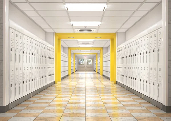 School corridor interior. 3d illustration