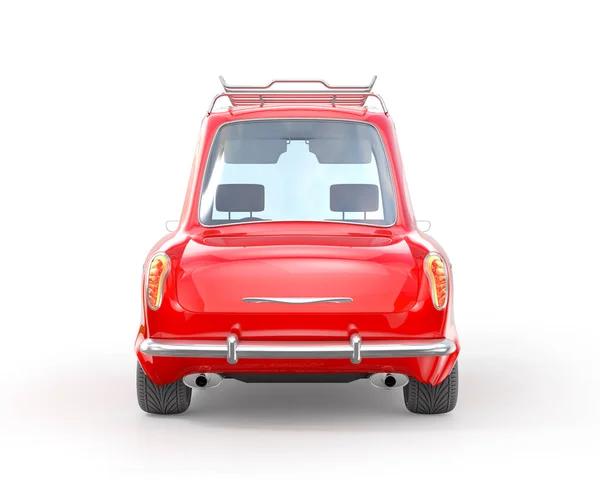Carro Retrô Vermelho Isolado Branco Ilustração — Fotografia de Stock