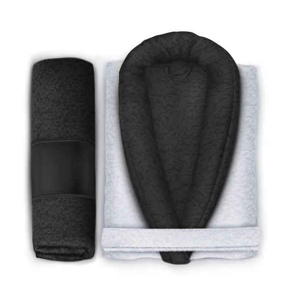 Вектор Макияж Black White Set Spa Towel Халат — стоковый вектор