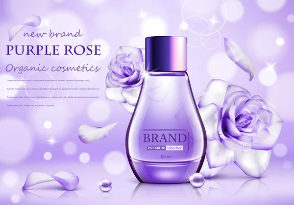 Design Cosmétique Produit Publicitaire Avec Rose Pour Catalogue — Image vectorielle