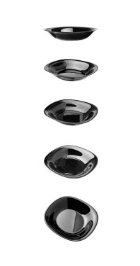 Beyaz arka plan üzerinde izole siyah yemekleri kümesi