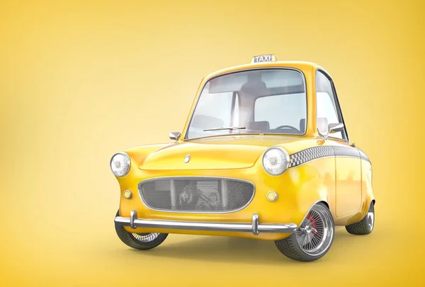 Conceito Táxi Carro Táxi Retro Amarelo Fundo Amarelo Ilustração — Fotografia de Stock