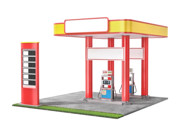 Petrol Station Isolated White Background Illustration — Stock Photo, Image