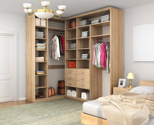 Wardrobe Minimalist Style Room White Wall Illustration — Stock Photo, Image