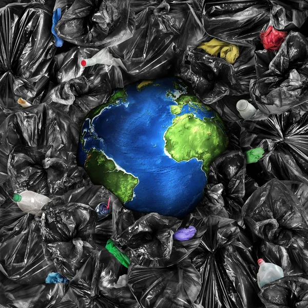 Екологічна Концепція Планета Тоне Смітті Переробка Врятуйте Планету — стокове фото