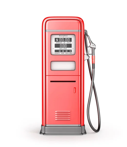 Red Retro Gas Stsation Isolated White Illustration — Stock Photo, Image