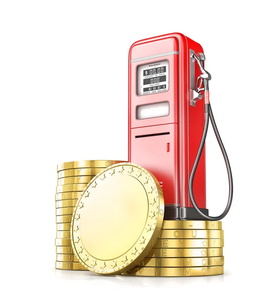 Red Retro Gas Stsation Stack Coins Illustration — Stock Photo, Image