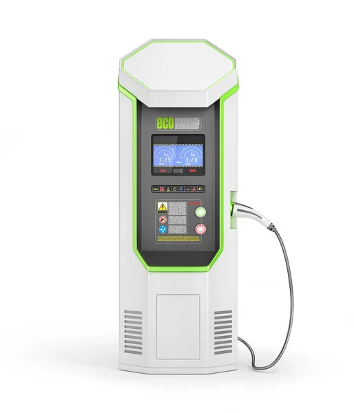 Elektrische Auto Laadstation Voor Nulemissie Geïsoleerd Een Witte Illustratie — Stockfoto