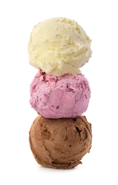 Три Шарика Разноцветного Мороженого — стоковое фото