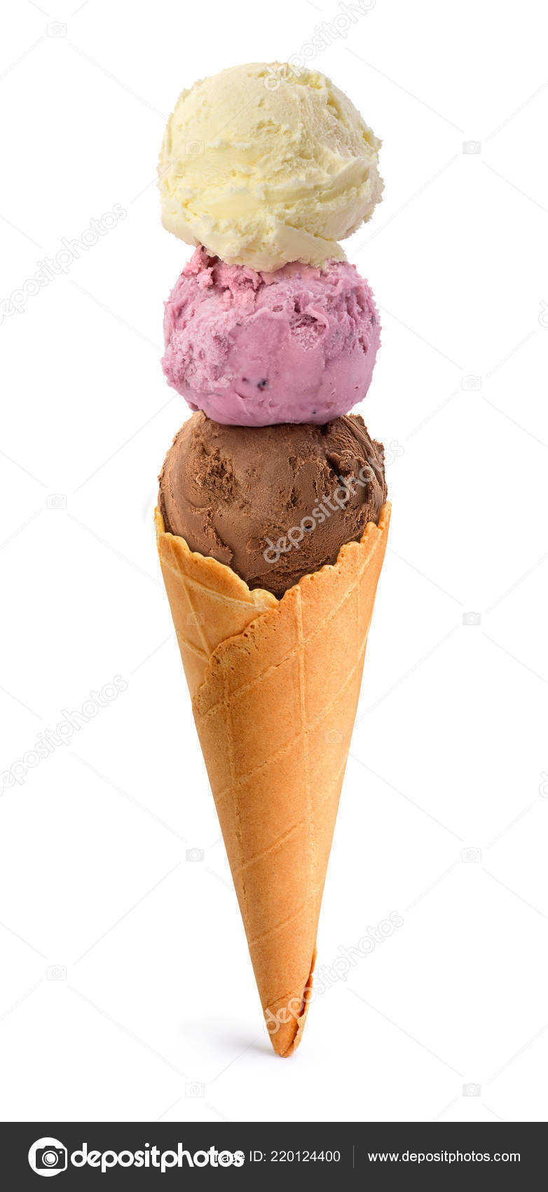 three scoops ice cream