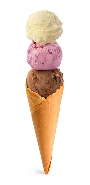 Tres Cucharadas Helado Gofre — Foto de Stock