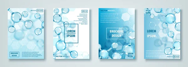 Banners or brochures with abstract molecules design. Atoms. Medical background for banner or flyer. Vector illustration.