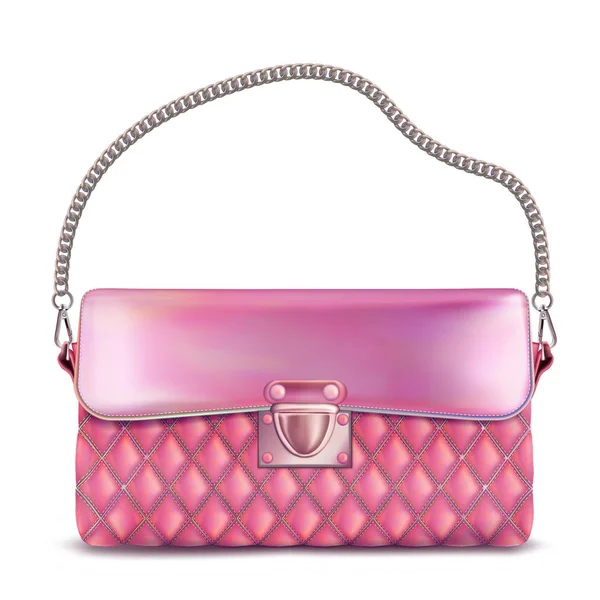 Elegante Borsa Donna Rosa Con Manico Catena — Vettoriale Stock