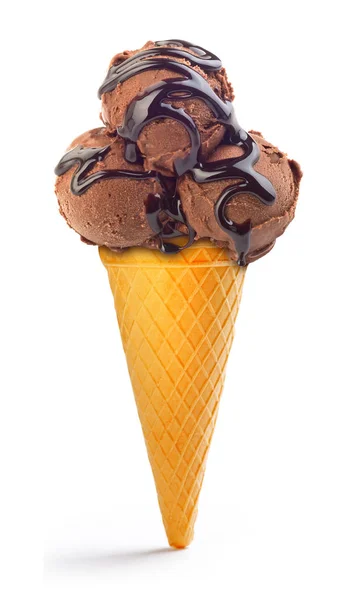 巧克力冰淇淋华夫杯中 — 图库照片