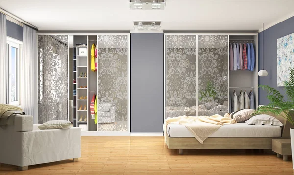 Moderner Kleiderschrank Für Das Schlafzimmer Garderobe Coupé Illustration — Stockfoto