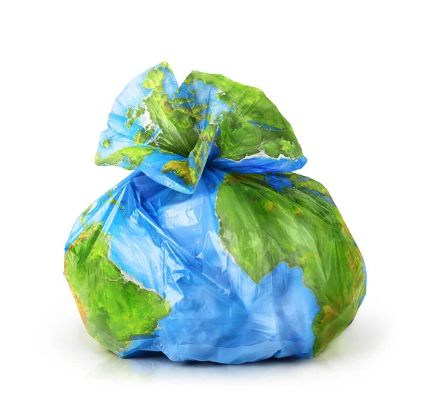Saco Lixo Com Textura Planeta Isolado Sobre Fundo Branco — Fotografia de Stock