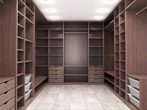 Modern Luxury Dressing Room Wardrobe Visualization — Stock Photo, Image