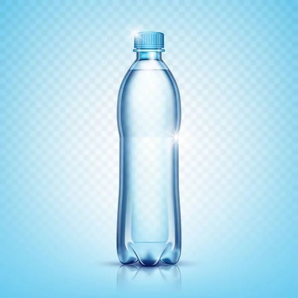 Realistic Plastic Bottle Water Transparent Background Vector Illustration — Stock Vector