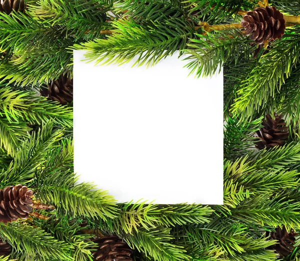 Feliz Navidad Tarjeta Navidad Con Árbol Navidad Papel Blanco Fondo — Foto de Stock