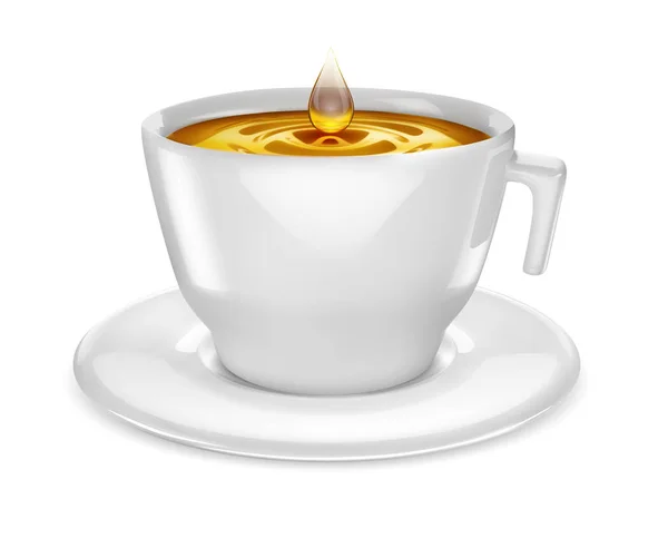 白杯加茶和一滴 向量例证在白色背景 — 图库矢量图片
