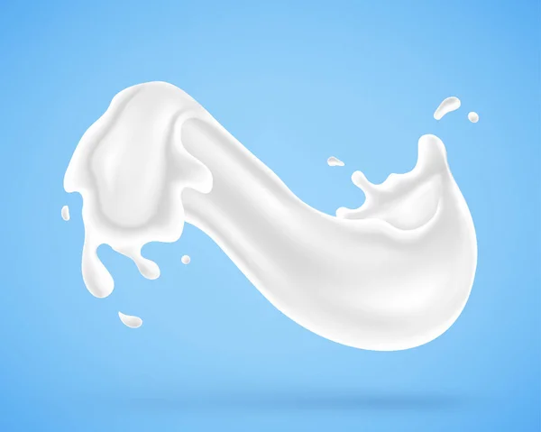 Milch Spritzt Vereinzelt Auf Blauem Hintergrund Vektorillustration — Stockvektor