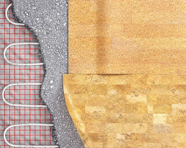 床暖房のコルクの床 イラストレーション — ストック写真