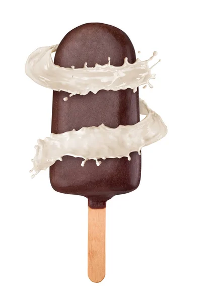 美しく広がるミルク チョコレート アイス クリーム — ストック写真