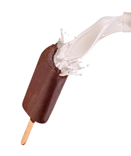 Chokladglass Med Vackert Hälla Mjölk — Stockfoto