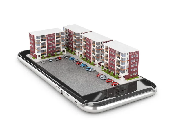 Arkitektur Sovalkov Smartphone Bostadsbyggnader Illustration — Stockfoto