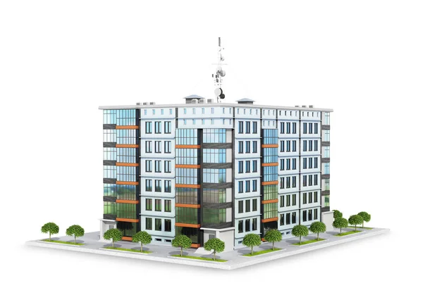 Yeni Modern Beyaz Arka Plan Üzerinde Izole Apartman Çizim — Stok fotoğraf