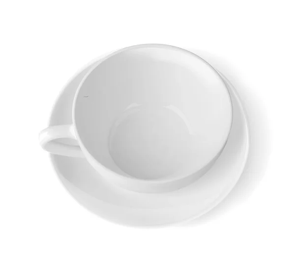 受け皿と白いカップの平面図です 空のカップ 白い背景で隔離のベクトル図 — ストックベクタ