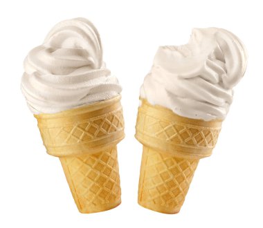 Beyaz bir arka plan üzerinde vanilyalı dondurma