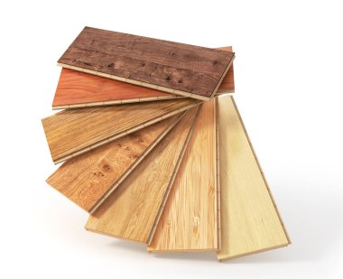 Floorboard farklı doku kaplama ile. 3D çizim