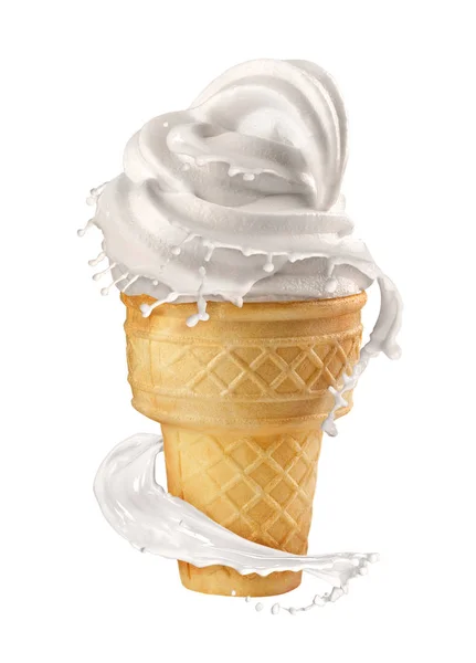 Vanilla Ice Cream Splash Ice Cream Milk — Stock Photo, Image