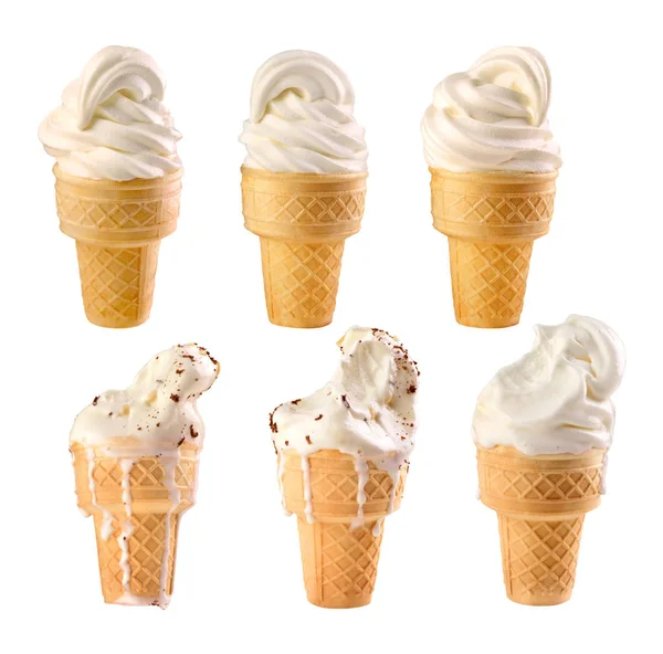 白い背景にバニラアイス クリームのセット — ストック写真