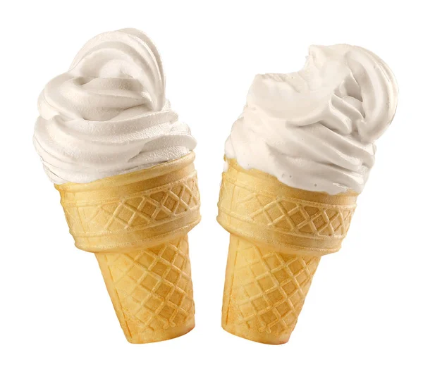 Beyaz Bir Arka Plan Üzerinde Vanilyalı Dondurma — Stok fotoğraf