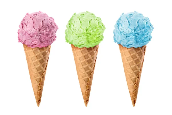 Conjunto Helados Multicolores Gofre — Foto de Stock