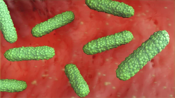 green bacterium 3d illustration