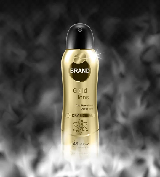 Deodorant Bottle Fog Transparent Background Realistic Vector Illustration — Stock Vector
