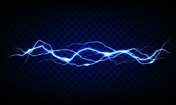 Blue Vector Lightning Transparent Background Realistic Vector Illustration — Stock Vector