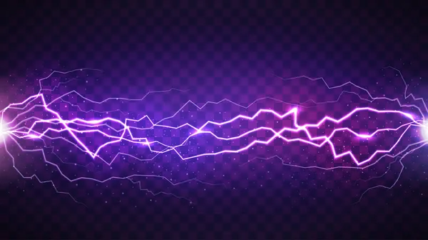 Vector Realistic Lightning Isolated Dark Transparent Background — Stock Vector