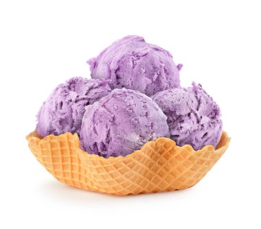 Lila dondurma waffle sepet içinde