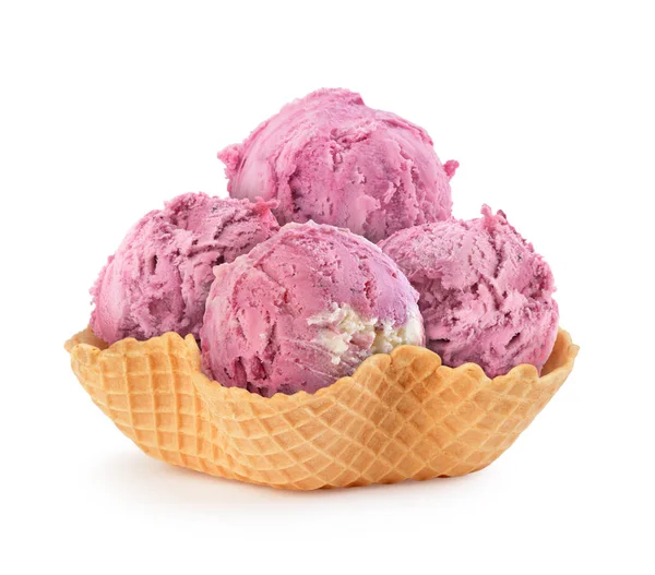 Helado Rosa Una Cesta Gofres —  Fotos de Stock