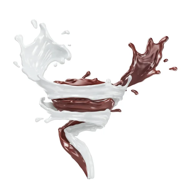 Tornado Cioccolato Flusso Latte Illustrazione — Foto Stock