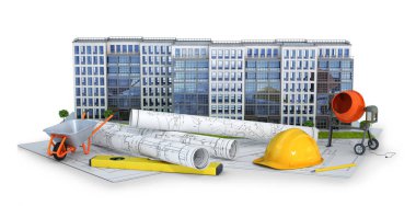 çizimler - bir inşaat projesi göre bir ev inşa. 3D çizim